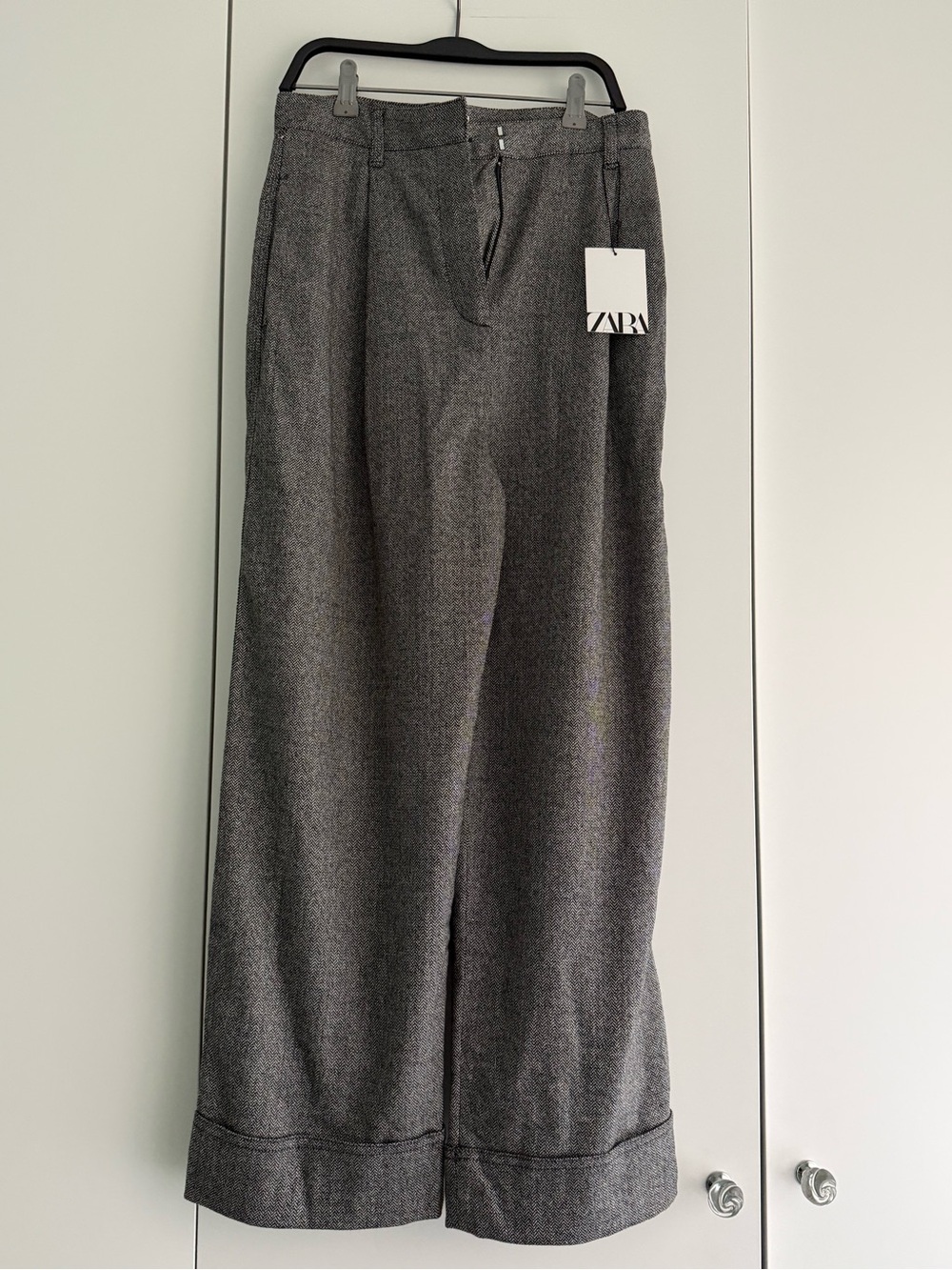 Zara Women's Gray Wide-Leg Dress Pants